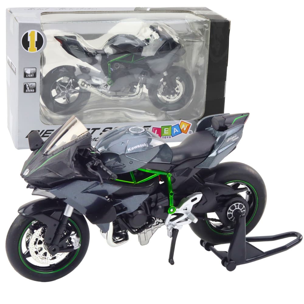 LEAN TOYS kovinski športni motocikel, luči, zvoki, siv, 1:12