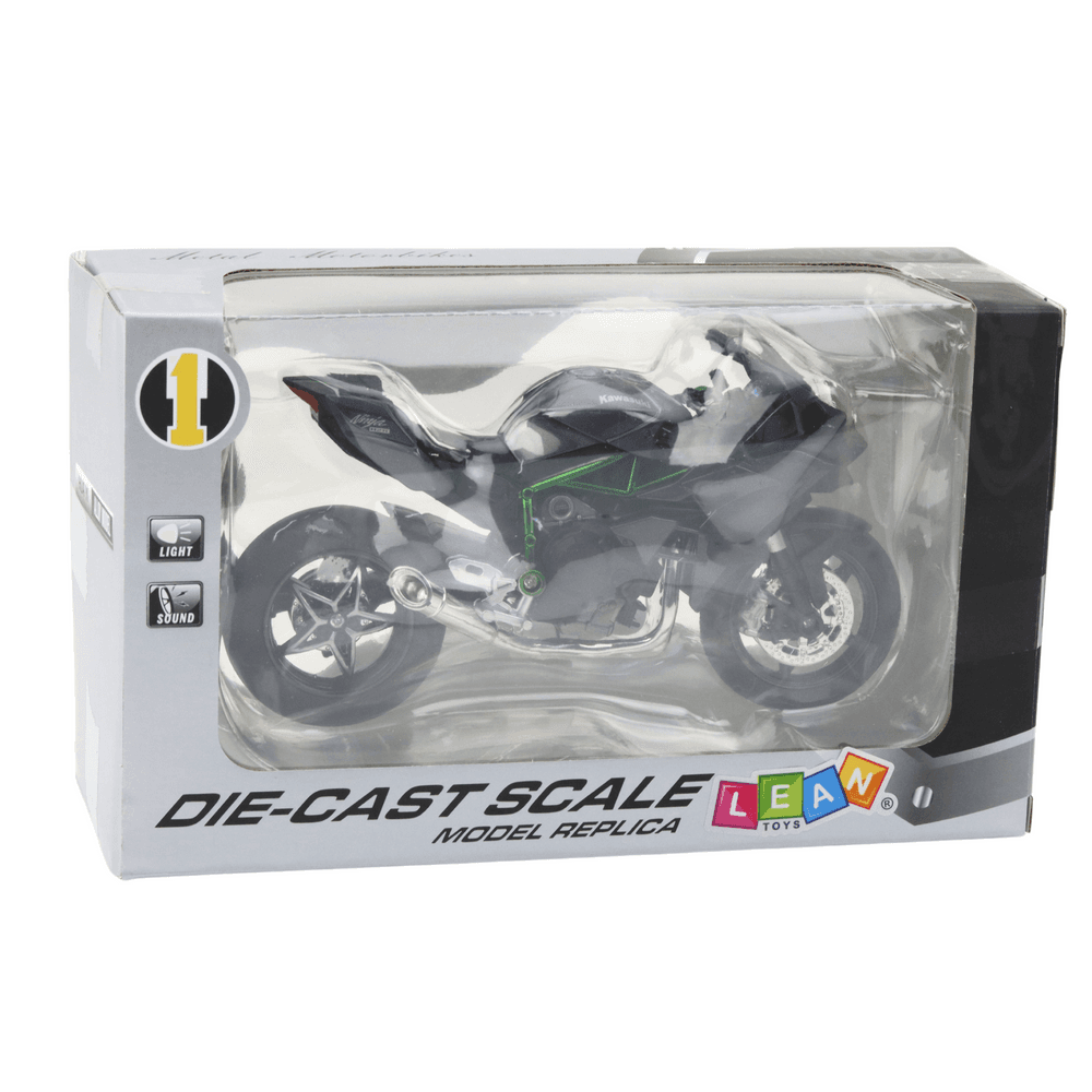 LEAN TOYS kovinski športni motocikel, luči, zvoki, siv, 1:12 4