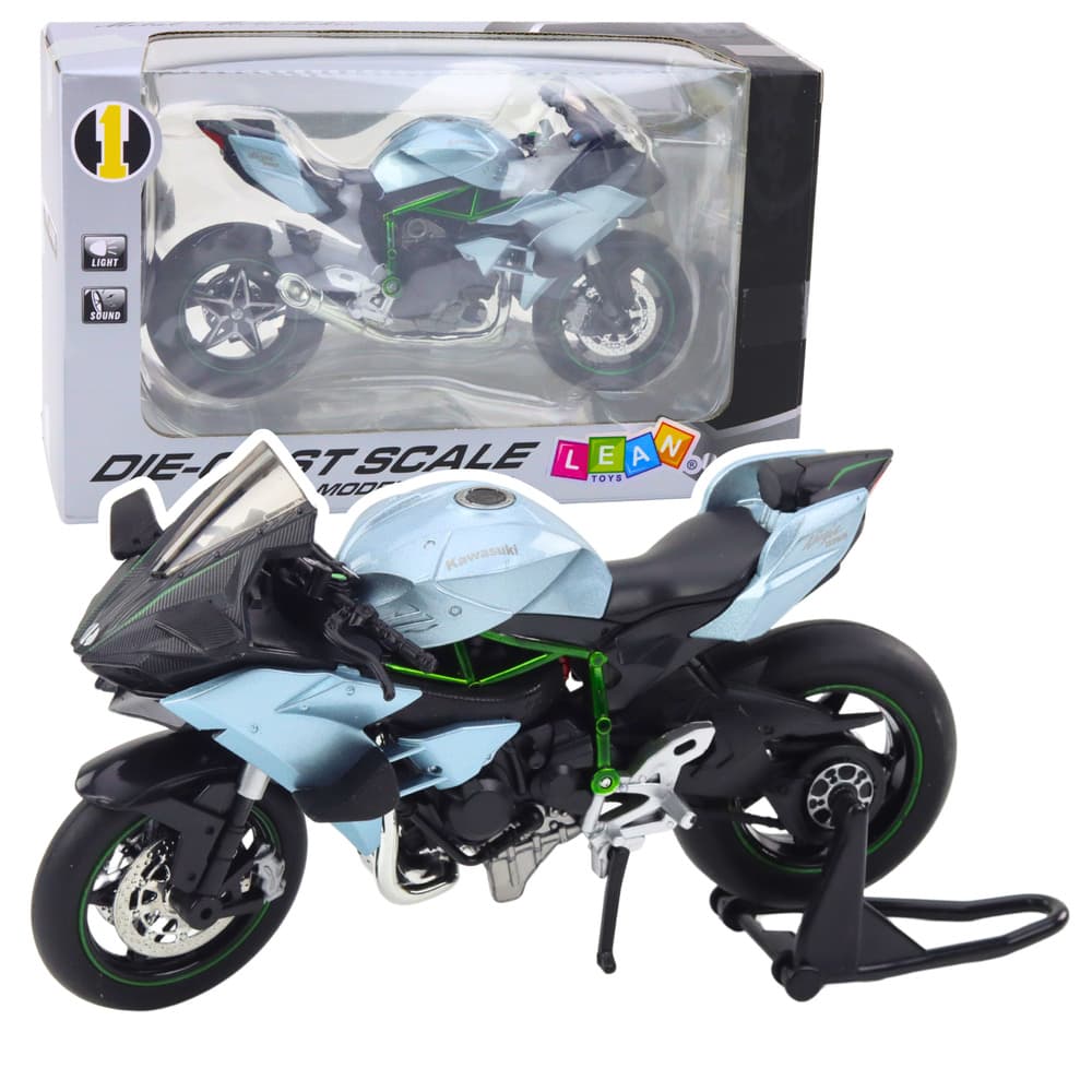 LEAN TOYS kovinski športni motocikel, luči, zvoki, srebrn, 1:12