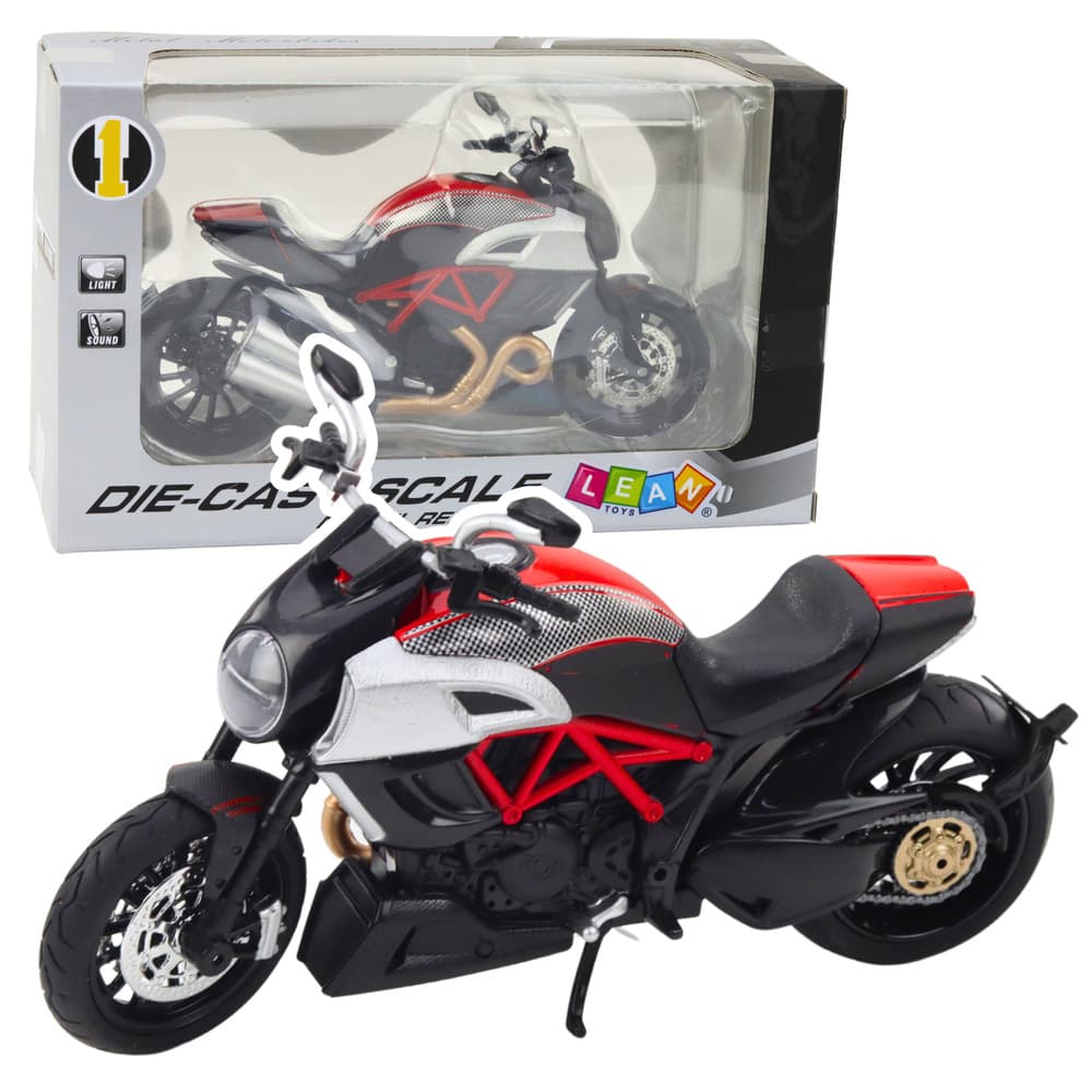 LEAN TOYS Motocikel športni kovinski, zlatosrebrni vložki, 1:12