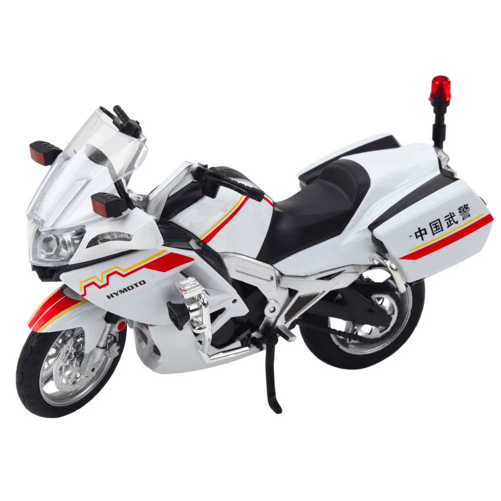 LEAN TOYS Motocikel kovinski, beli, rdeče-rumeni dodatki, 1:12 2