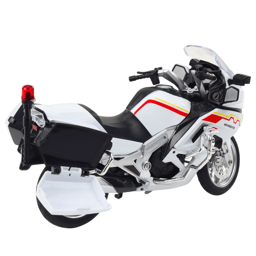 LEAN TOYS Motocikel kovinski, beli, rdeče-rumeni dodatki, 1:12 3