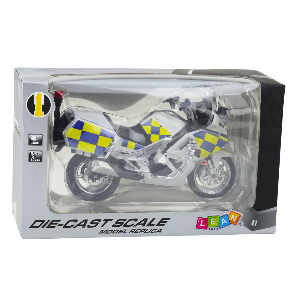 LEAN TOYS Motocikel policijski kovinski, beli, 1:12 4