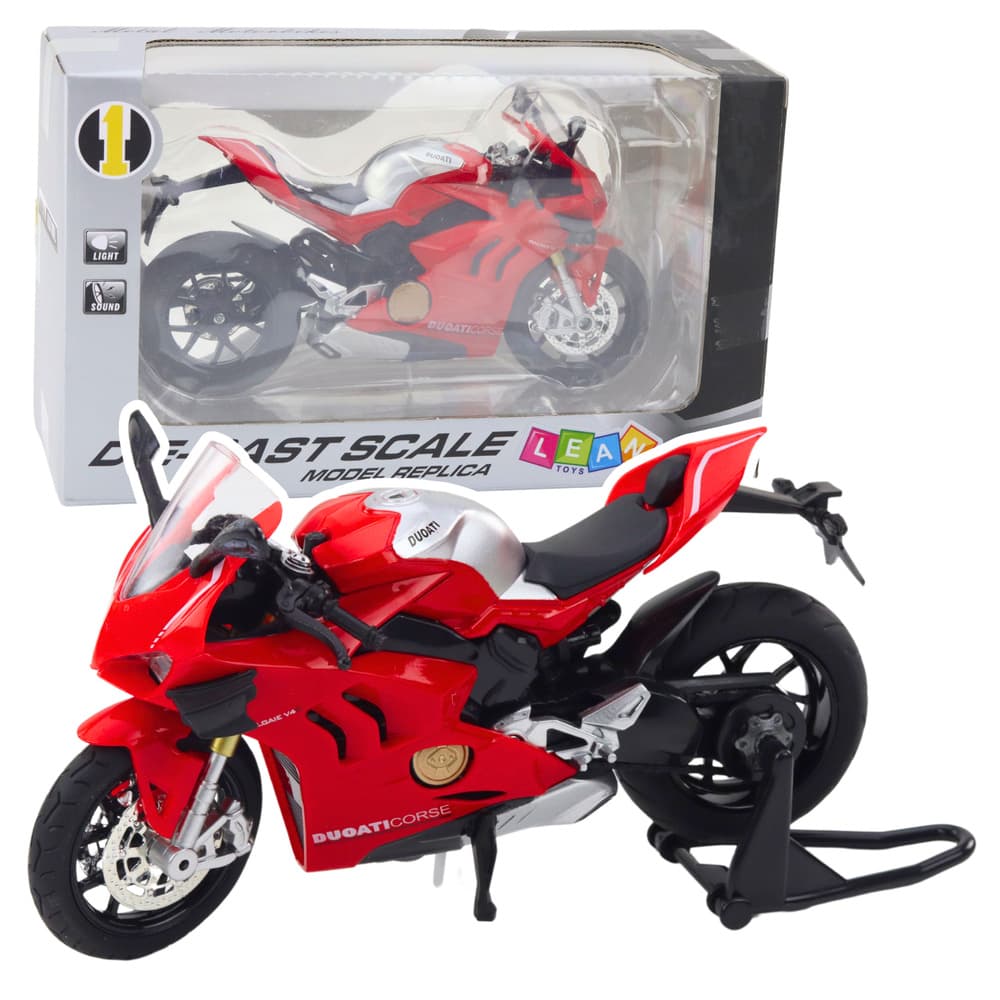 LEAN TOYS Motocikel športni kovinski, rdeč, 1:12