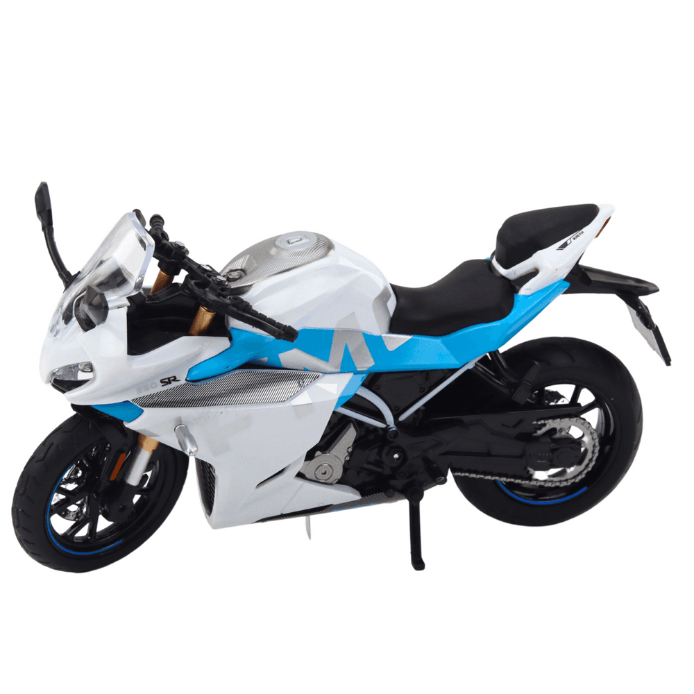 LEAN TOYS Motocikel športni kovinski, belo-modri, 1:12 2
