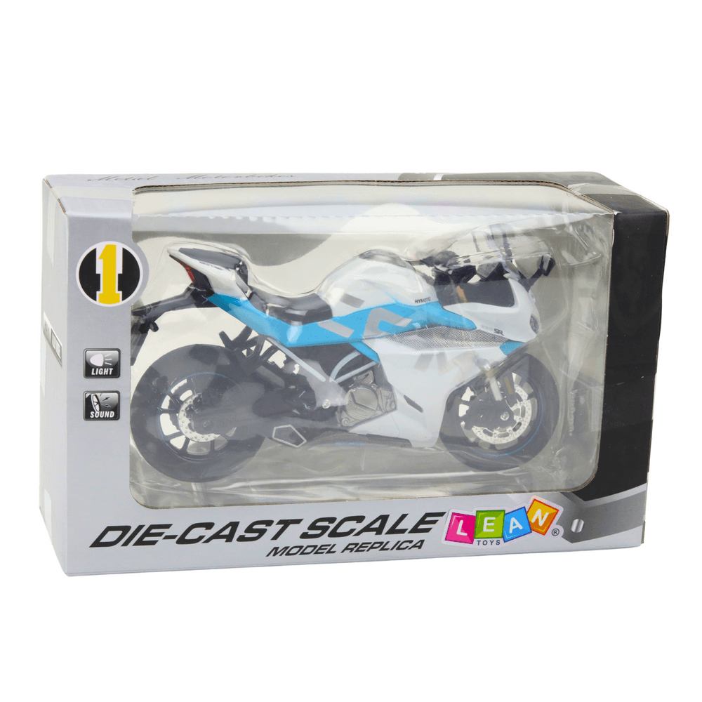 LEAN TOYS Motocikel športni kovinski, belo-modri, 1:12 4
