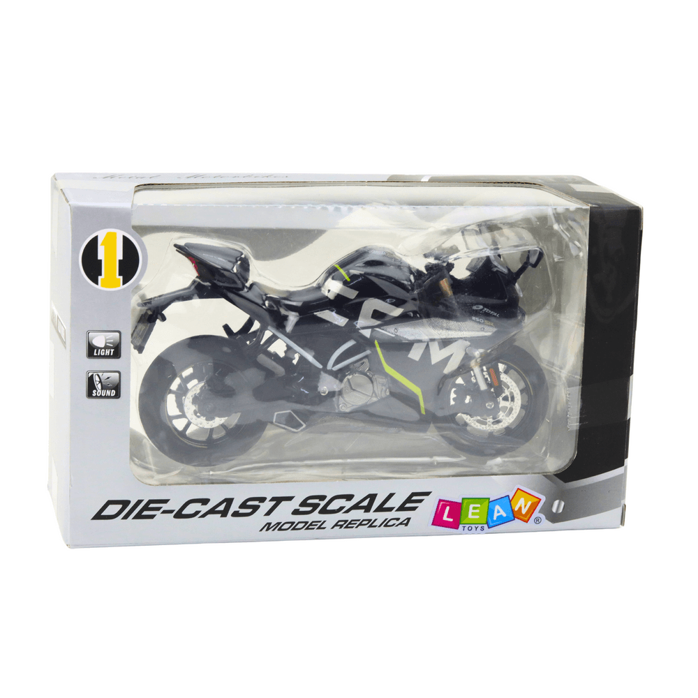 LEAN TOYS Motocikel športni kovinski, črn, 250 SR, 1:12 4