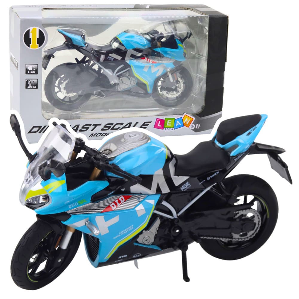 LEAN TOYS Motocikel športni kovinski, moder, 1:12