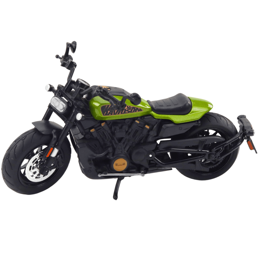 LEAN TOYS Motocikel Chopper kovinski, črn, zeleni dodatki, 1:12 2