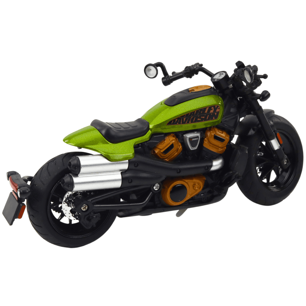 LEAN TOYS Motocikel Chopper kovinski, črn, zeleni dodatki, 1:12 3