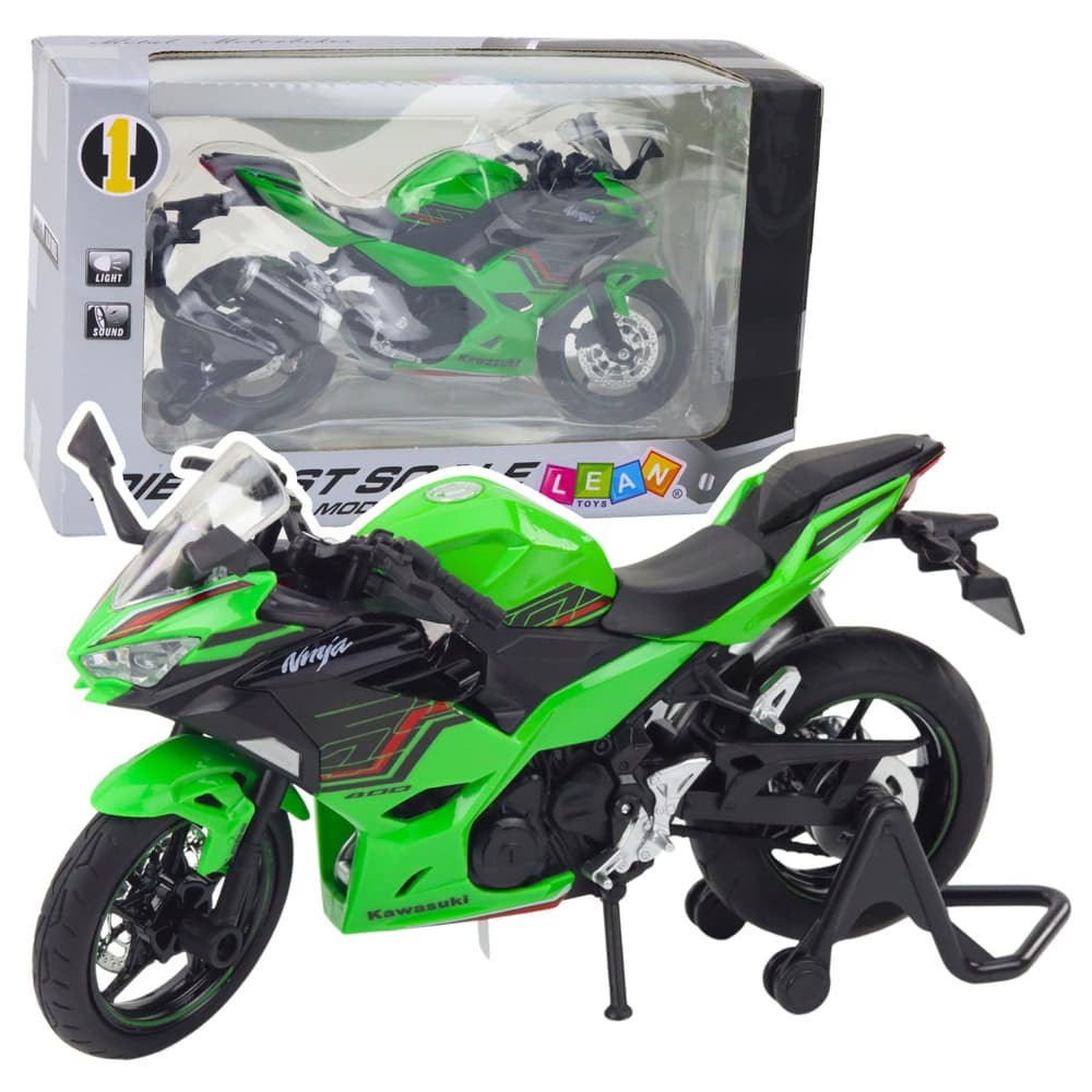 LEAN TOYS Motocikel športni kovinski, zelen, 1:12