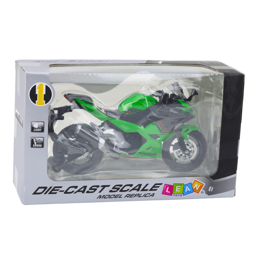 LEAN TOYS Motocikel športni kovinski, zelen, 1:12 4