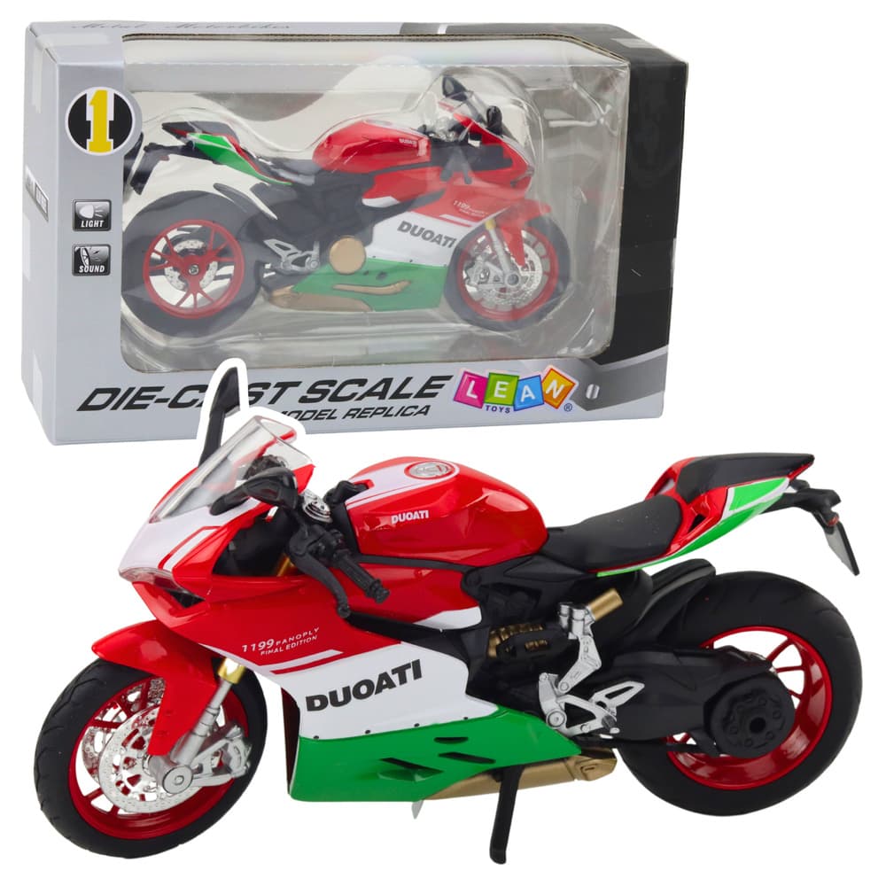 LEAN TOYS Motocikel športni kovinski, rdeče-zelen, 1:12