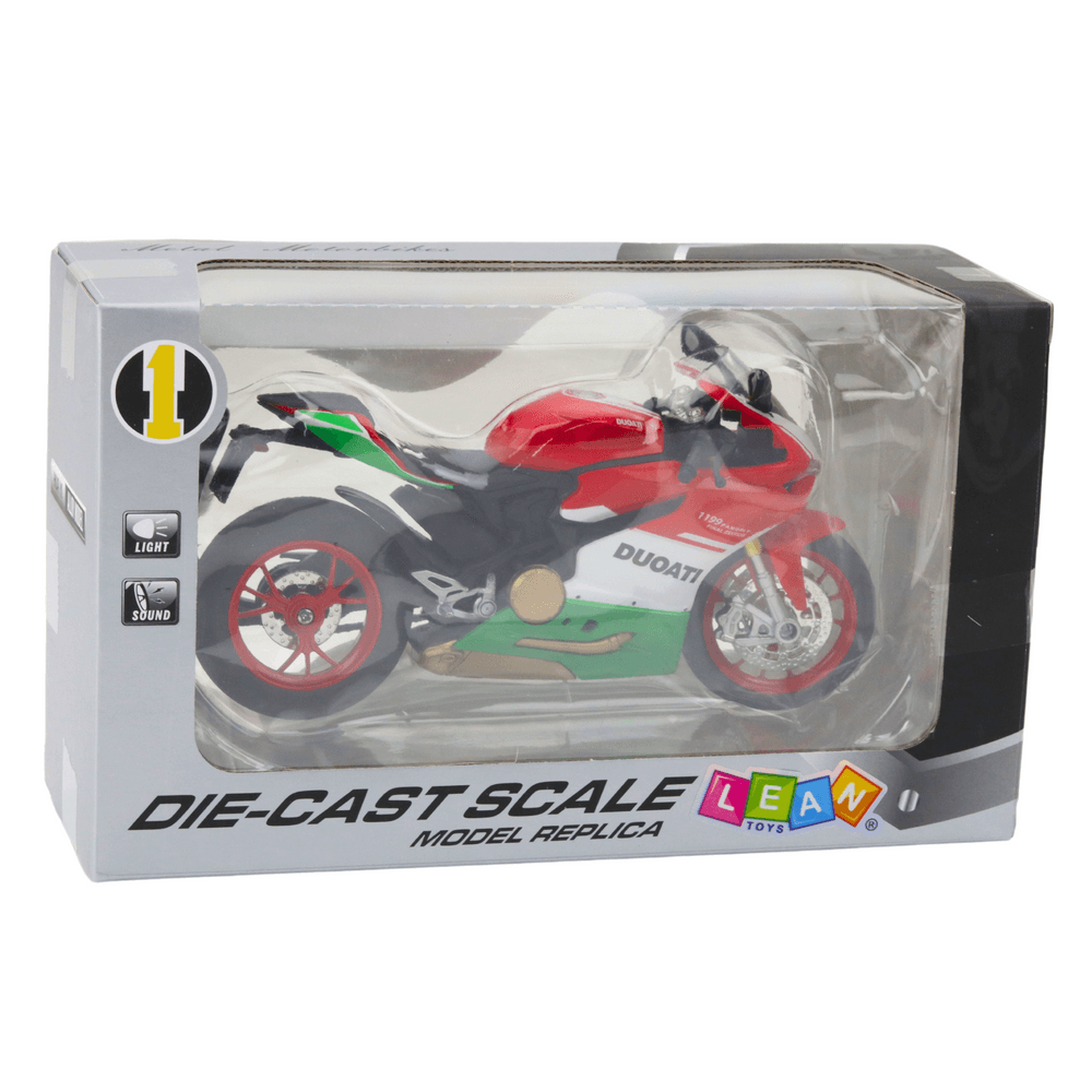 LEAN TOYS Motocikel športni kovinski, rdeče-zelen, 1:12 4