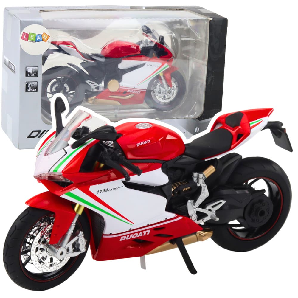 Športni motocikel LEAN TOYS, kovinski, rdeče-bel, 1:12