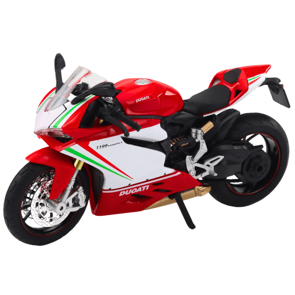 Športni motocikel LEAN TOYS, kovinski, rdeče-bel, 1:12 2