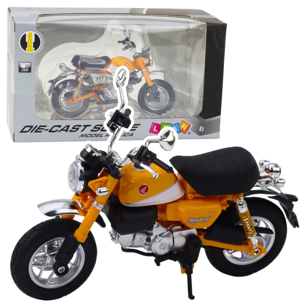 LEAN TOYS Motocikel retro klasičen, rumen, s svetlobnim efektom, 1:12