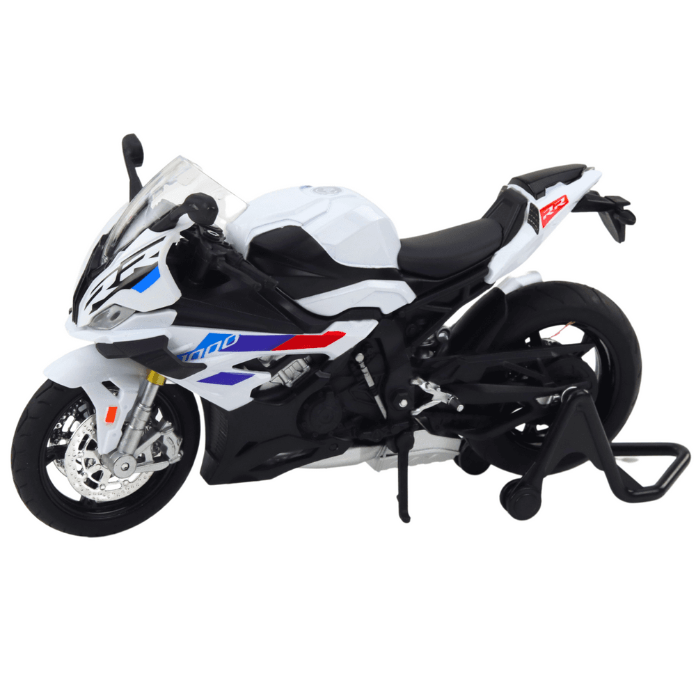 LEAN TOYS Motocikel športni kovinski, beli, S1000, 1:12 2