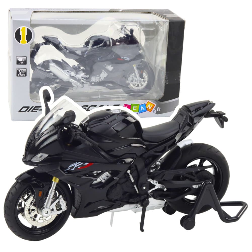 LEAN TOYS Motocikel športni kovinski, črn, S1000, 1:12