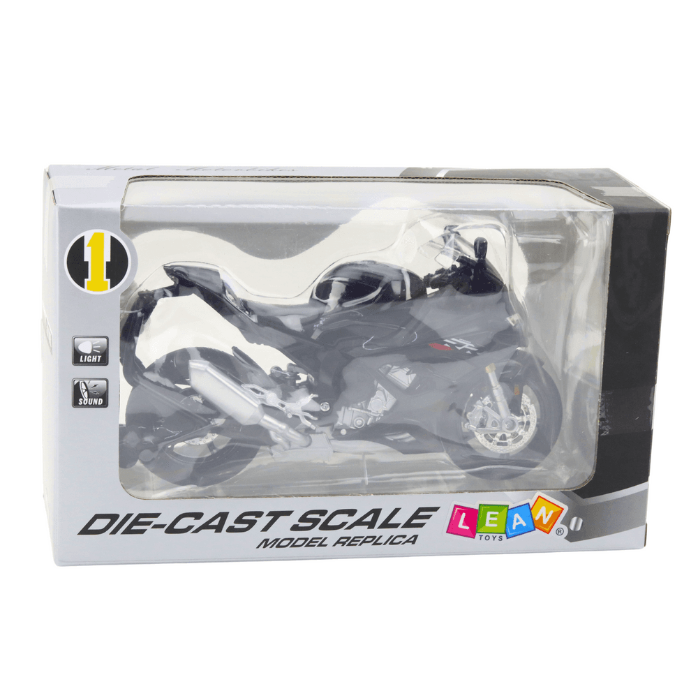 LEAN TOYS Motocikel športni kovinski, črn, S1000, 1:12 4