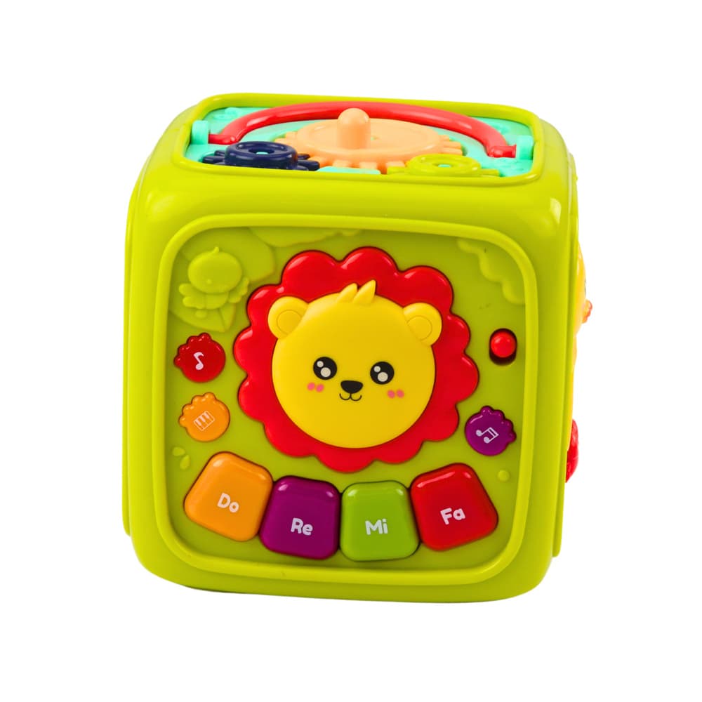 LEAN TOYS Interaktivna izobraževalna kocka levinček, zelena 2