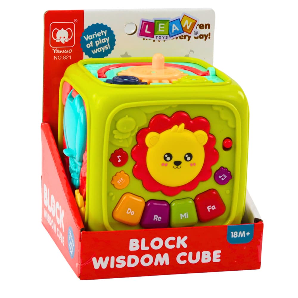 LEAN TOYS Interaktivna izobraževalna kocka levinček, zelena 4