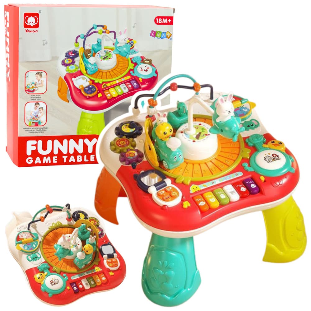 Interaktivni glasbeni otroški stolček Lean Toys Pianinko 2v1, rdeč