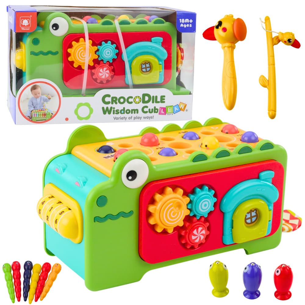 LEAN TOYS Montessori izobraževalna kocka Krokodilček