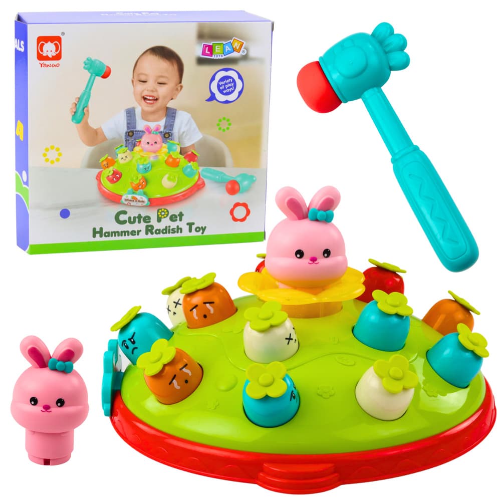 LEAN TOYS Igra s kladivom: Viseči zajček iz korenčka