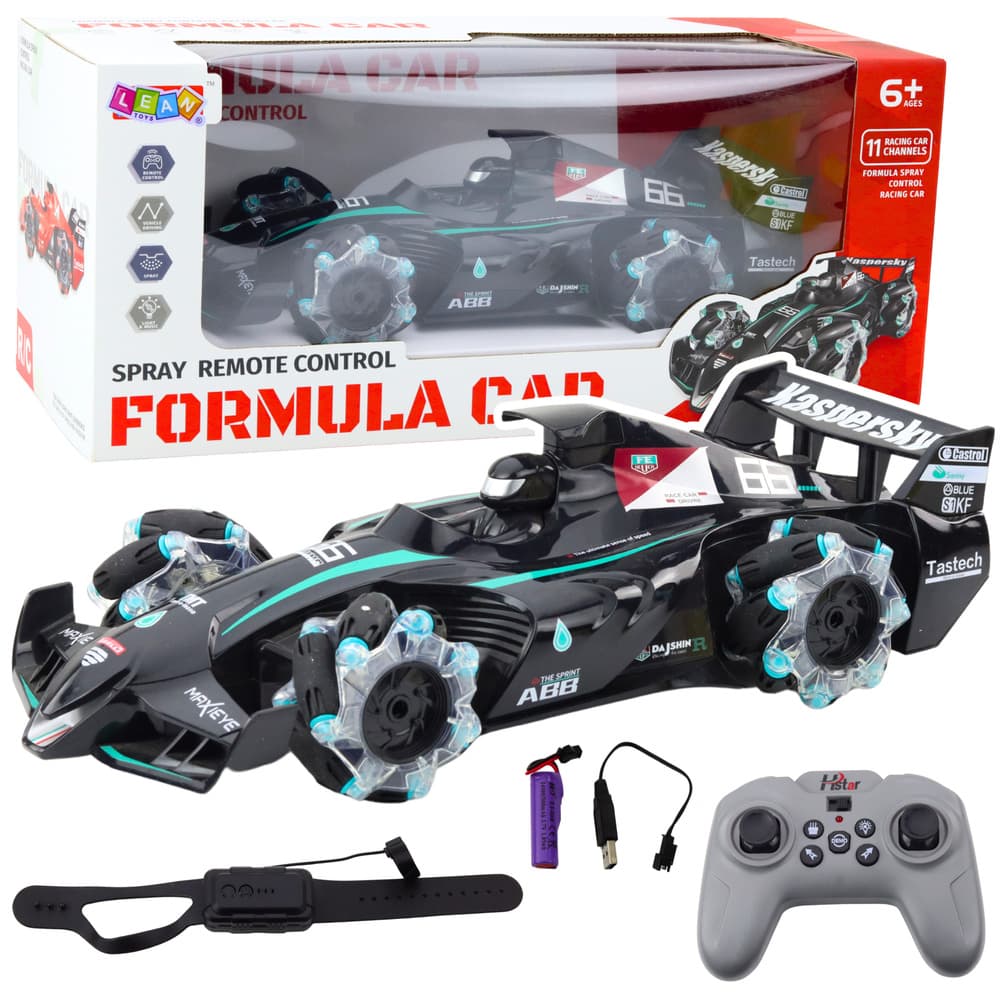 RC dirkalnik LEAN TOYS, črn/modri, učinek dima, LED luči