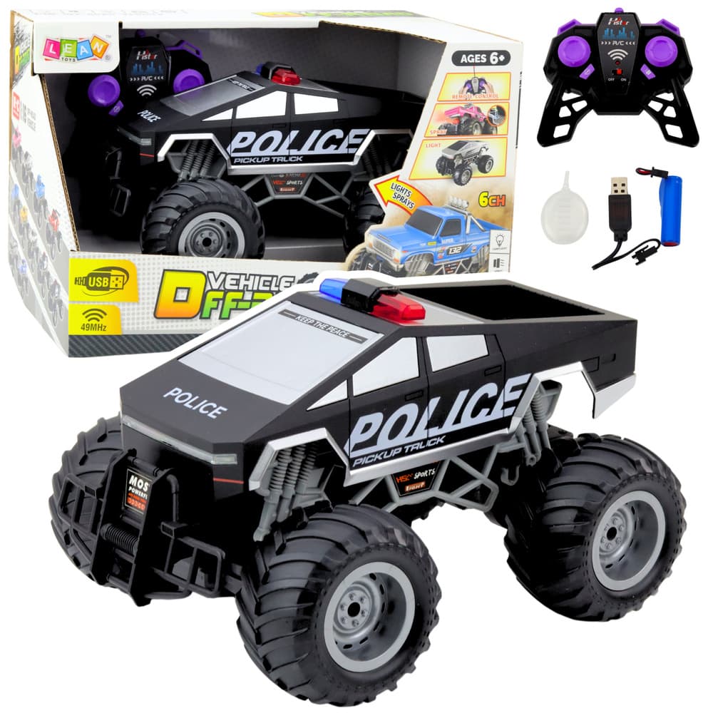 Terenski avto LEAN TOYS, policijski, OFF-ROAD RC, črn, 1:16