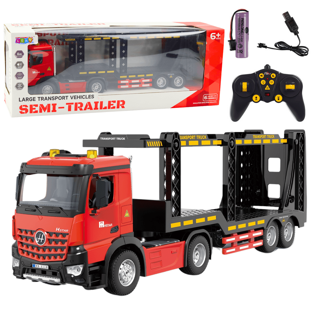 LEAN TOYS RC Velika vlečna prikolica, 6CH, 2.4G, rdeča