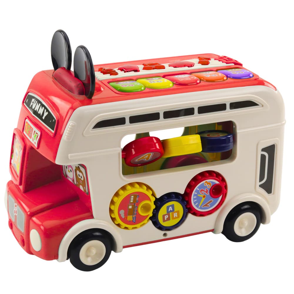 LEAN TOYS Interaktivni avtobus - črkovalnik, rdeč, s lučmi in zvoki 3