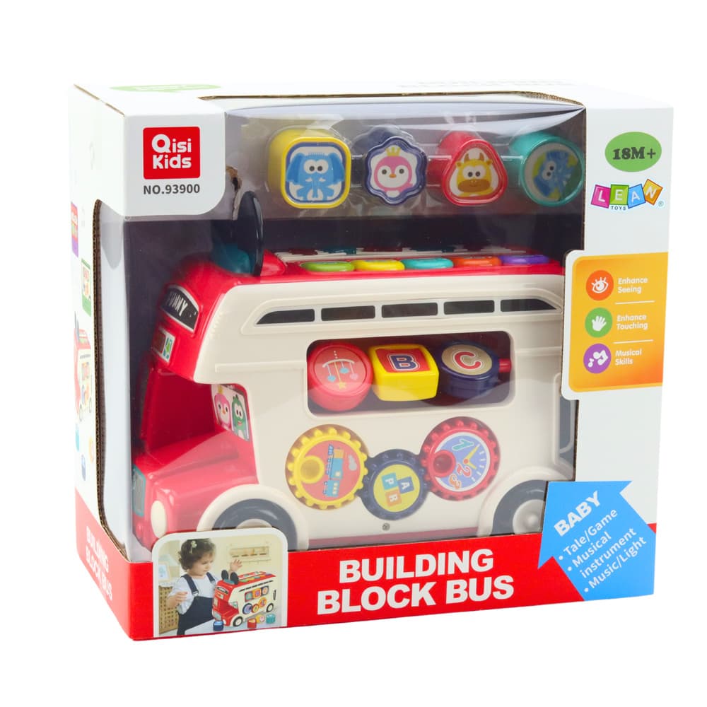 LEAN TOYS Interaktivni avtobus - črkovalnik, rdeč, s lučmi in zvoki 4