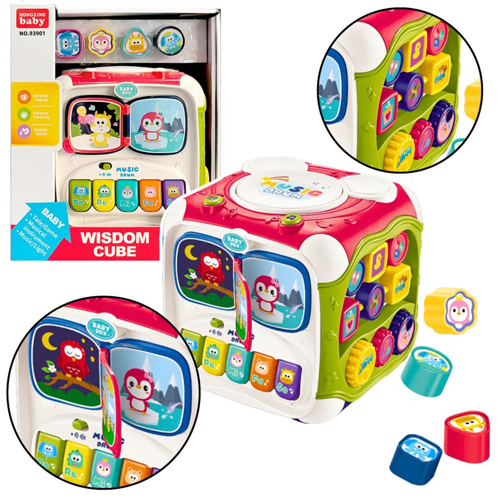 LEAN TOYS Velika večnamenska izobraževalna kocka, klavir, sorter