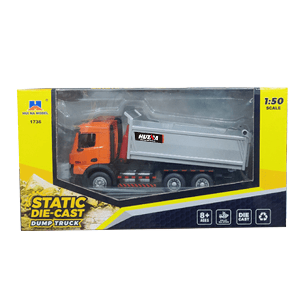 HUINA dumper tovornjak, kovinski, oranžni, 1:50 3