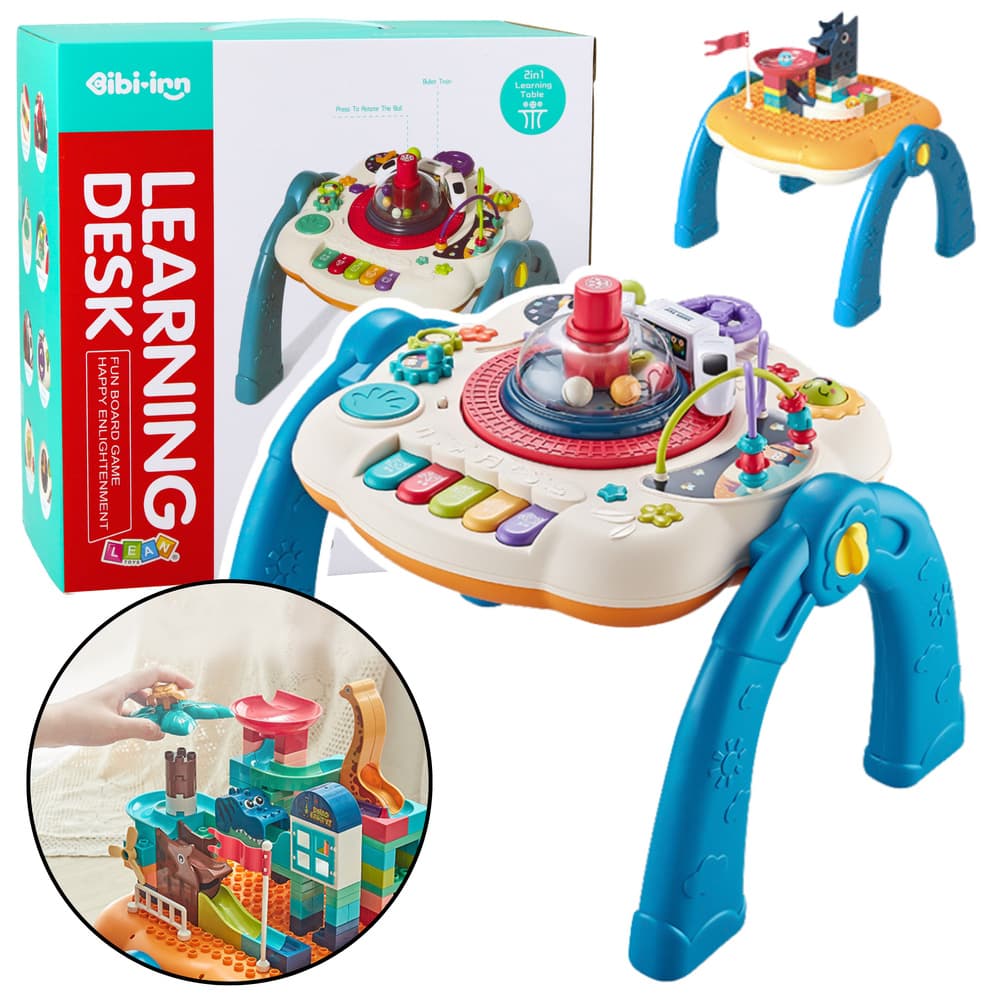 LEAN TOYS Izobraževalni stol 2v1 z interaktivno ploščo in površino za kocke