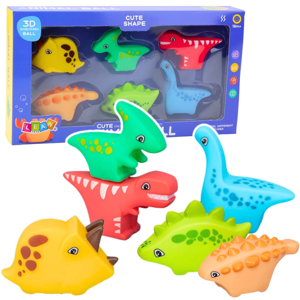 LEAN TOYS komplet gumijastih dinozavrov za kopanje - 6 kosov