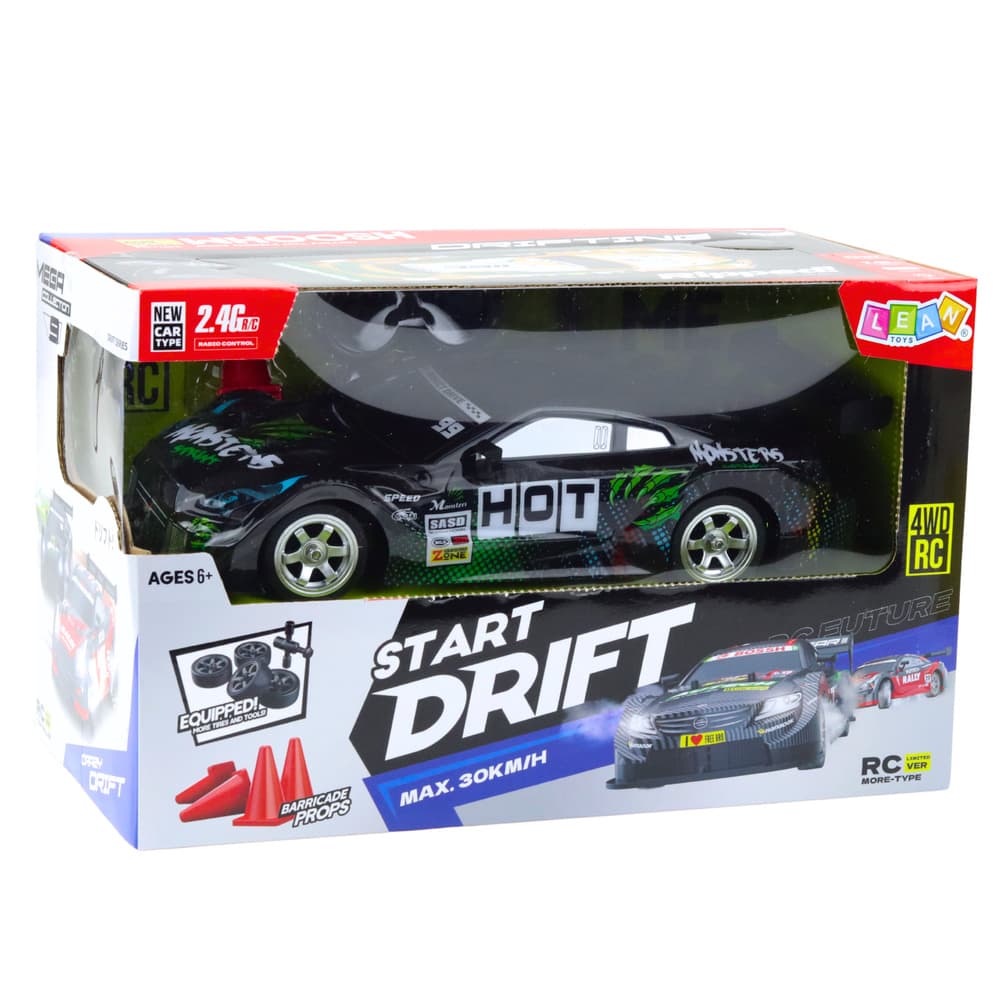 LEAN TOYS RC Drift dirkalnik - črno-zeleni, 30 km/h, 1:16 5
