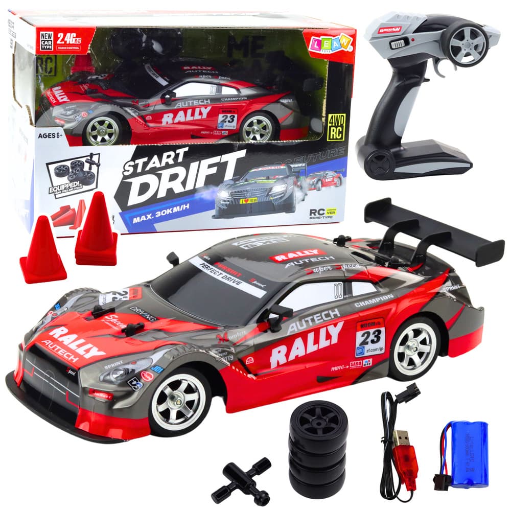 LEAN TOYS RC Drift dirkalnik - rdeče-črni, 30 km/h, 1:16