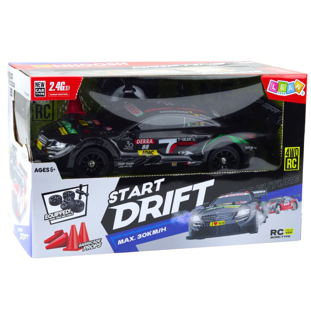 LEAN TOYS RC Drift dirkalnik - črni karbon, 30 km/h, 1:16 5