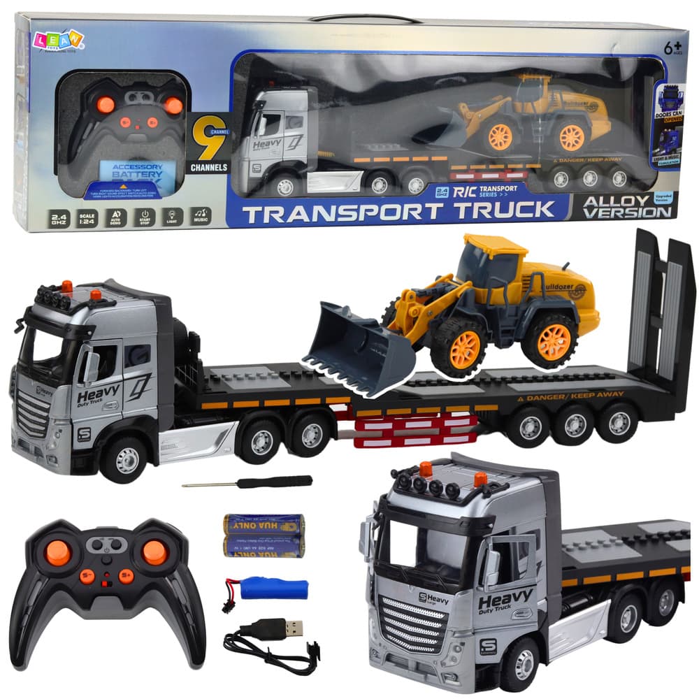LEAN TOYS RC laweta z bagrom (luči, zvoki, 1:24)