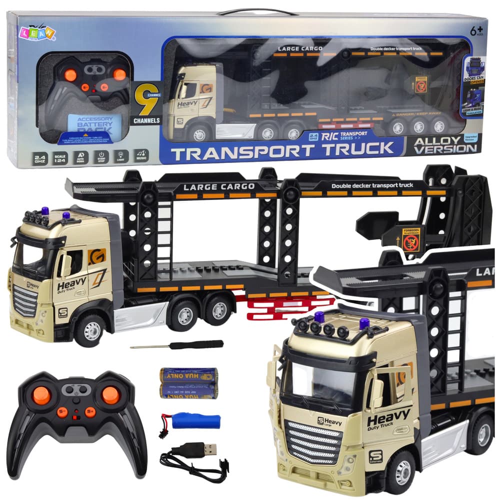 LEAN TOYS RC tovornjak za prevoz z laweto (luči, zvoki, 1:24)