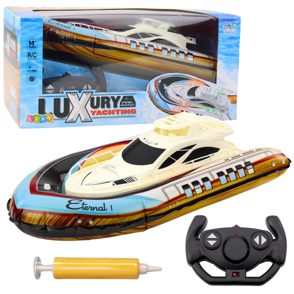 LEAN TOYS luksuzna jahta na napihovanje, daljinsko vodena, z LED lučmi