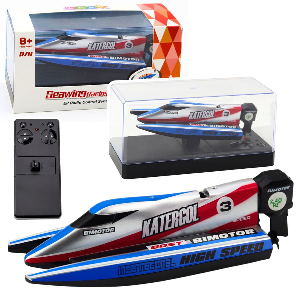 Motorna ladja RC modro-srebrna 14 cm