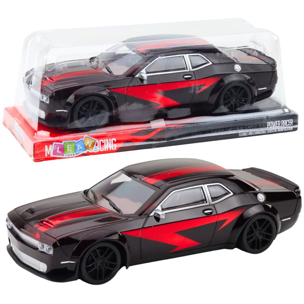LEAN TOYS Športni avto z zadnjim pogonom (črn z rdečimi črtami)