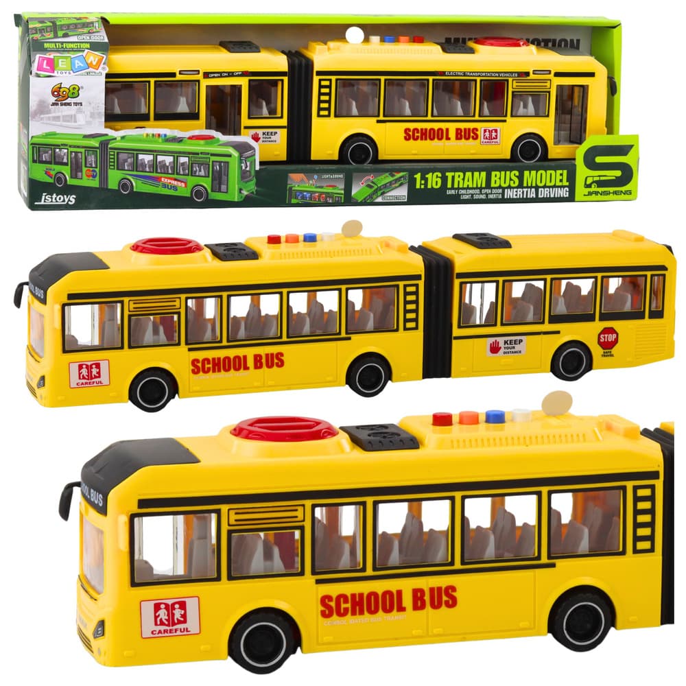 LEAN TOYS Zglobni šolski avtobus 1:16, rumen, obračalna kolesa