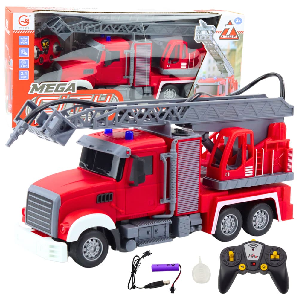 Gasilsko vozilo LEAN TOYS RC s košaro in funkcijo pršenja vode, 1:24