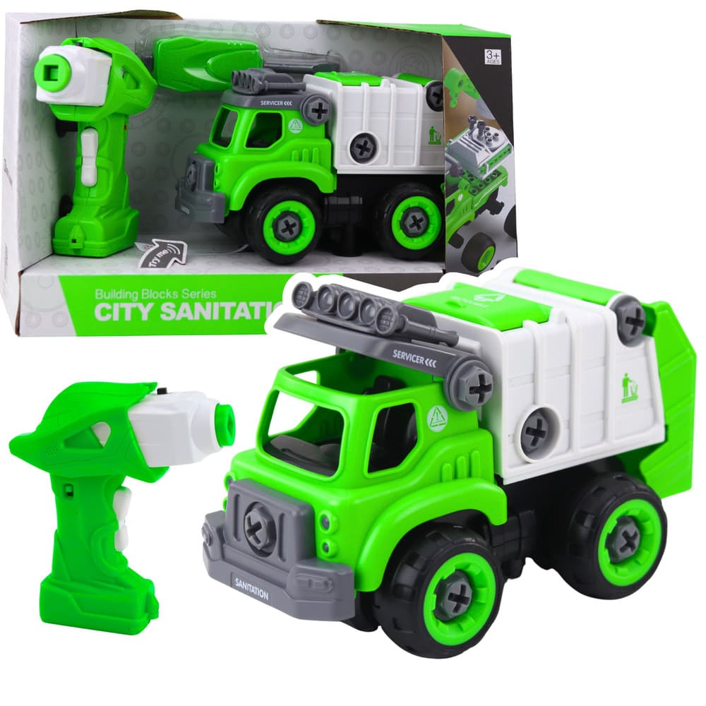 LEAN TOYS Smearnik za sestavljanje z RC pilotom in vijačnikom, zeleno-siv
