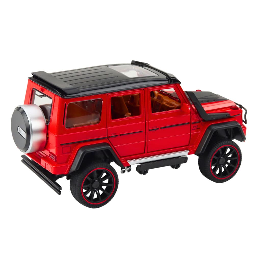 Terenski avtomobil, kovina, na poteg (pull-back), rdeč, 1:22 2